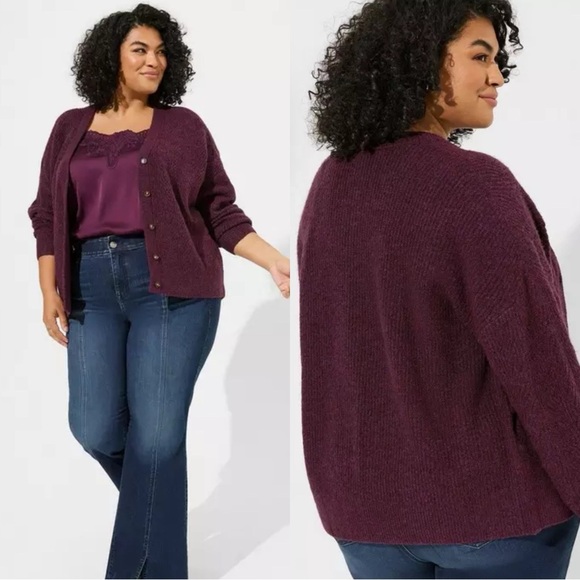 Torrid Vegan Cashmere Maroon Knit Cardigan Sweater Size 2X - Picture 1 of 13